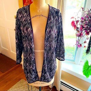 EASYWEAR BY CHICO’S | purple pattern open cardigan 1